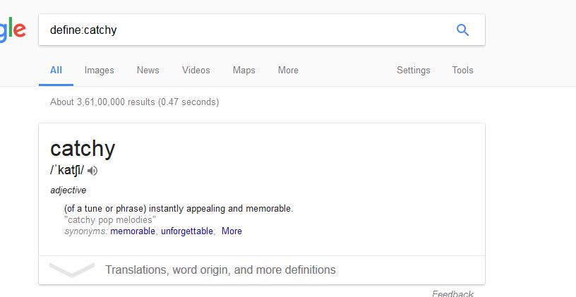 google search define of words image
